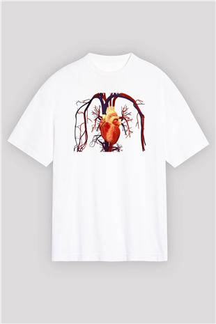 Kardiyolog Beyaz Unisex Oversize Tişört T-Shirt