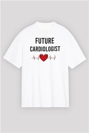 Kardiyolog Beyaz Oversize Tişört Oversize T-shirt - TişörtFabrikası