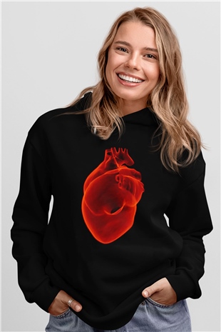 Kardiyolog Siyah Unisex Kapşonlu Sweatshirt