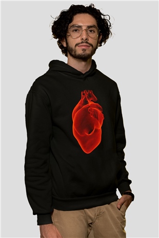 Kardiyolog Siyah Unisex Kapşonlu Sweatshirt