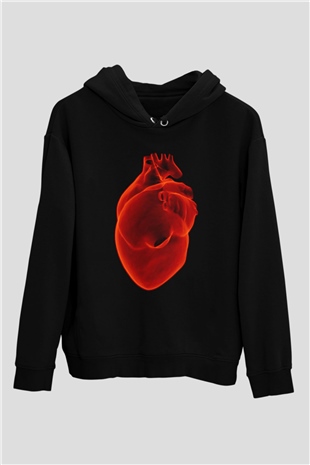 Kardiyolog Siyah Unisex Kapşonlu Sweatshirt