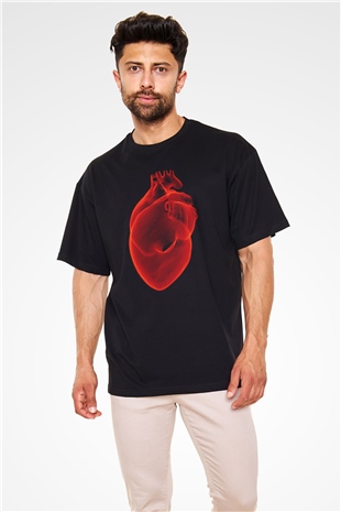 Kardiyolog Siyah Unisex Oversize Tişört T-Shirt