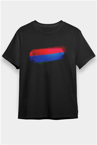 Karelya Cumhuriyeti - Karelia Bayrağı Baskılı Unisex Siyah Tişört