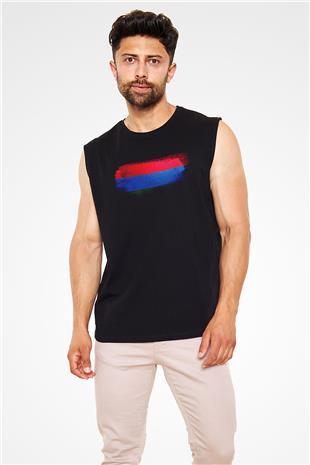 Karelya Cumhuriyeti - Karelia Bayrağı Baskılı Unisex Siyah Kolsuz Tişört
