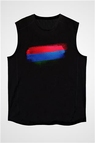 Karelya Cumhuriyeti - Karelia Bayrağı Baskılı Unisex Siyah Kolsuz Tişört
