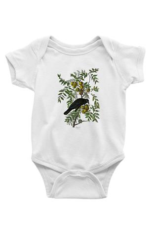 Karga Baskılı Beyaz Unisex Bebek Body - Zıbın