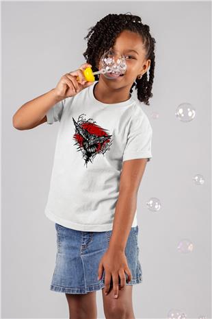 Karga Baskılı Beyaz Unisex Beyaz Çocuk Tişört - Tshirt