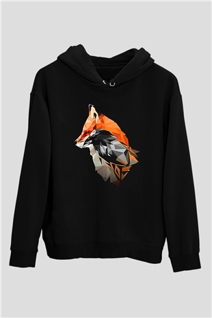 Karga Baskılı Unisex Siyah Hoodie