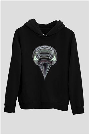 Karga Baskılı Unisex Siyah Hoodie