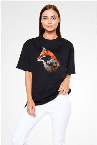 Karga Baskılı Unisex Siyah Oversize Tişört - Tshirt