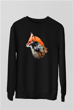 Karga Baskılı Unisex Siyah Sweatshirt