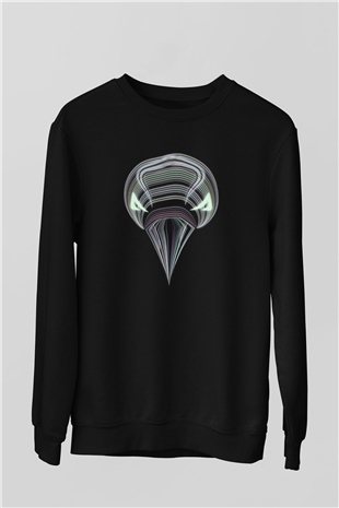 Karga Baskılı Unisex Siyah Sweatshirt