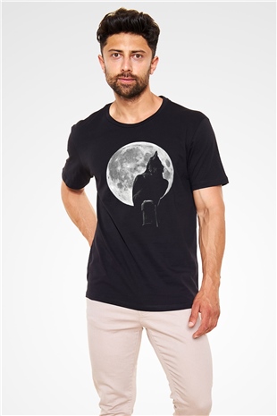 Karga Baskılı Unisex Siyah Tişört - Tshirt
