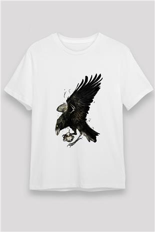Karga Unisex Baskılı Beyaz Tişört - Tshirt