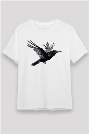 Karga Unisex Baskılı Beyaz Tişört - Tshirt