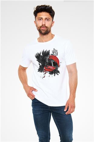 Karga Unisex Baskılı Beyaz Tişört - Tshirt