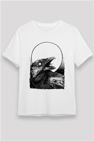 Karga Unisex Baskılı Beyaz Tişört - Tshirt