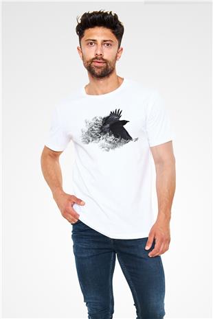Karga Unisex Baskılı Beyaz Tişört - Tshirt