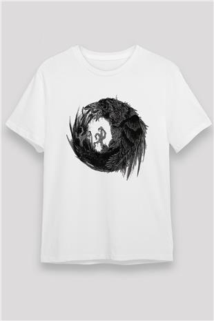 Karga Unisex Baskılı Beyaz Tişört - Tshirt