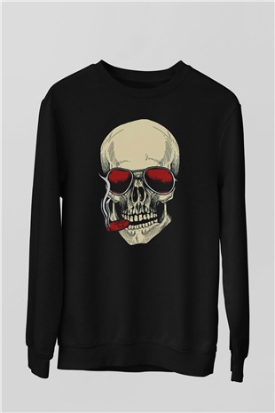 Karizma Kuru Kafa Baskılı Unisex Siyah  Sweatshirt
