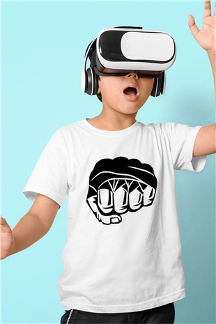 Karma dövüş sanatları Baskılı Beyaz Unisex Çocuk Tişört
