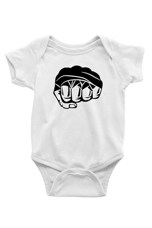 Karma dövüş sanatları Baskılı Beyaz Unisex Bebek Body - Zıbın