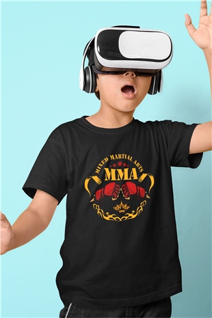 Karma dövüş sanatları Baskılı Siyah Unisex Çocuk Tişört