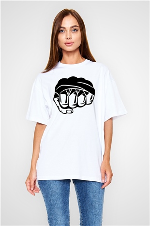Karma dövüş sanatları Beyaz Unisex Oversize Tişört T-Shirt