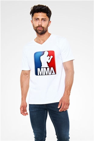 Karma dövüş sanatları Beyaz Unisex V Yaka Tişört T-Shirt
