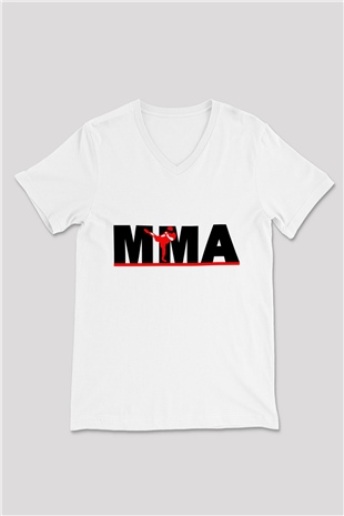 Karma dövüş sanatları Beyaz Unisex V Yaka Tişört T-Shirt