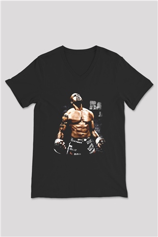 Karma dövüş sanatları Siyah Unisex V Yaka Tişört T-Shirt