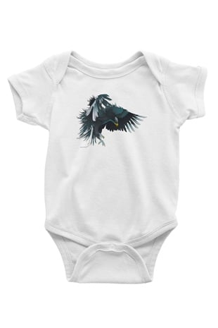 Kartal Baskılı Beyaz Unisex Bebek Body - Zıbın