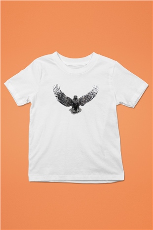 Kartal Baskılı Beyaz Unisex Çocuk Tişört