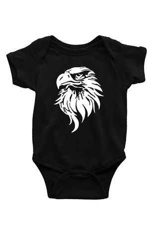 Kartal Baskılı Siyah Bebek Body - Zıbın