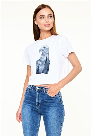 Kartal Beyaz  Crop Top Tişört