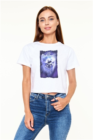 Kartal Beyaz  Crop Top Tişört