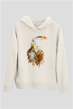 Kartal Beyaz Unisex Hoodie