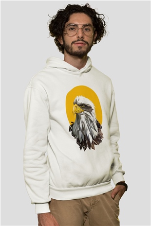 Kartal Beyaz Unisex Hoodie