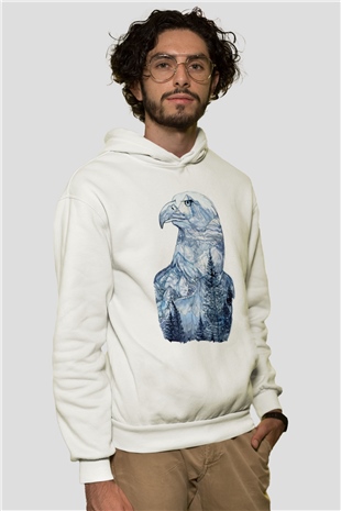 Kartal Beyaz Unisex Hoodie