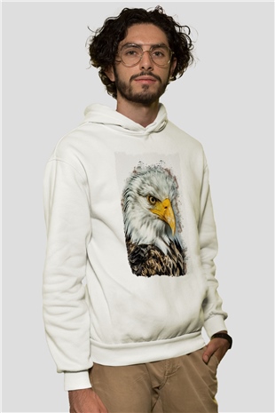 Kartal Beyaz Unisex Hoodie