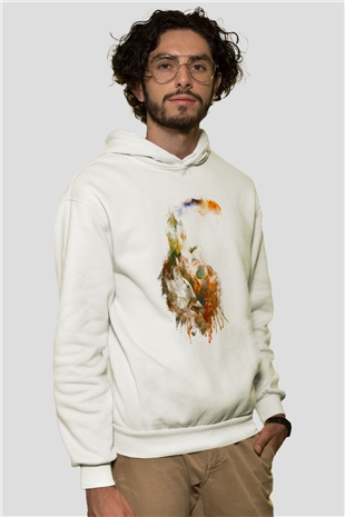 Kartal Beyaz Unisex Hoodie