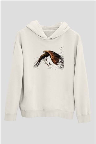 Kartal Beyaz Unisex Hoodie