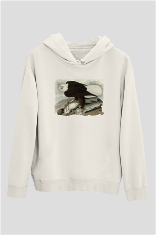 Kartal Beyaz Unisex Hoodie