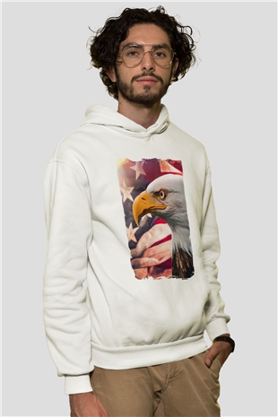 Kartal Beyaz Unisex Hoodie