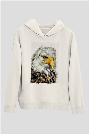 Kartal Beyaz Unisex Hoodie