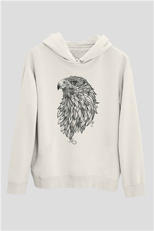 Kartal Beyaz Unisex Hoodie