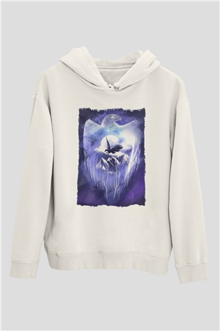 Kartal Beyaz Unisex Hoodie