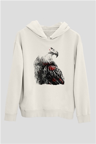 Kartal Beyaz Unisex Hoodie