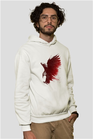 Kartal Beyaz Unisex Hoodie