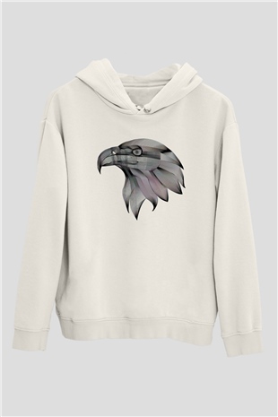 Kartal Beyaz Unisex Hoodie